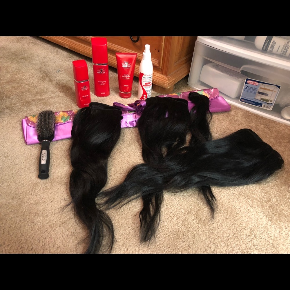 20 in. Human Hair Babe Clip-in Extensions. (Black)